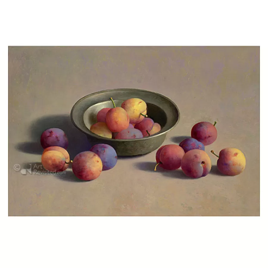 Art Revisited Pruimen met tinnen bakje | Wenskaarten