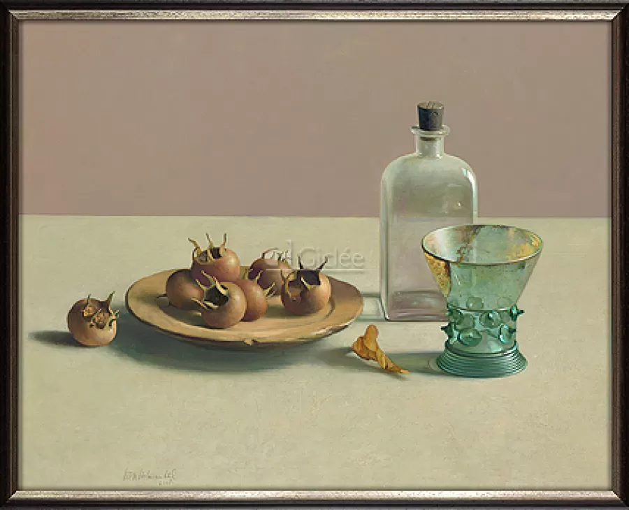 Art Revisited Stilleven met glaswerk en mispels | Giclées