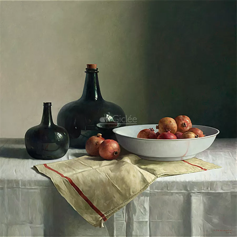 Art Revisited Stilleven met granaatappels op Chinese schaal | Giclées
