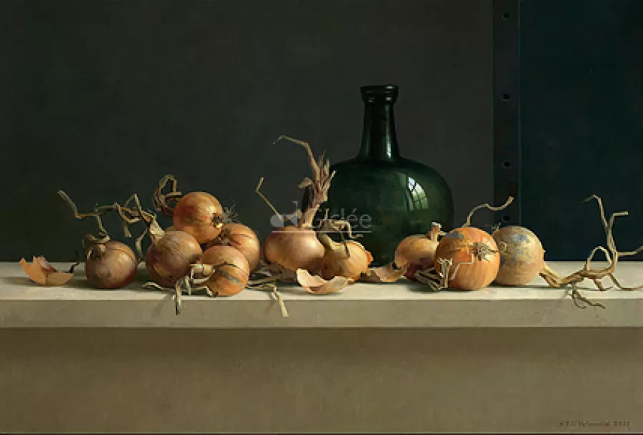 Art Revisited Uienstilleven met grote fles | Giclées